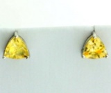 6mm Trillion Cut Citrine Stud Earrings