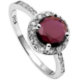 Garnet Halo Inspired Ring In Sterling Silver