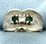 White Sapphire, Tourmaline, & Lab Emerald Ring