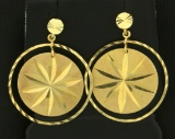 Round Star Design Dangle Earrings