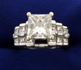 Over 4ct Tw Certified Princess Cut Diamond Engagement Ring In Platinum