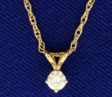 Diamond Pendant On 14k Gold Chain