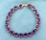 Amethyst And Diamond Bracelet In 14k Gold