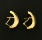 Italian Made Large Statement Half Hoop Designer Earrings In 14k Gold