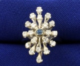 Diamond And Alexandrite Ring In 14k White Gold