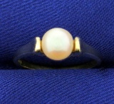 Cultured Pearl Solitaire Ring