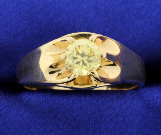 Men's Vintage 1ct Golden Beryl/helidor Ring In 14k Rose Gold
