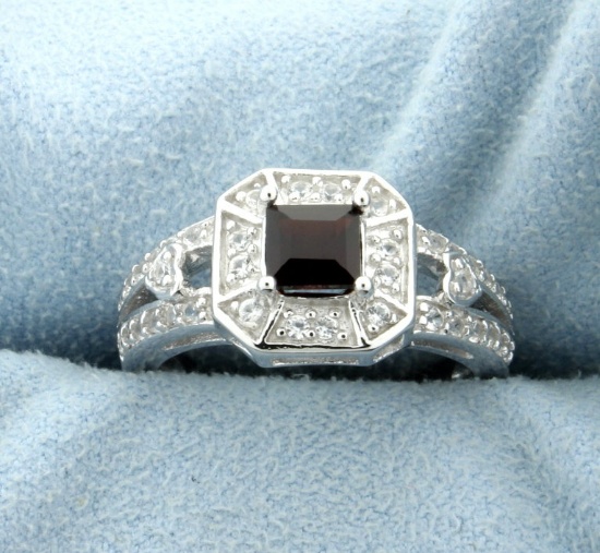 Antique Style Square Cut Garnet Ring
