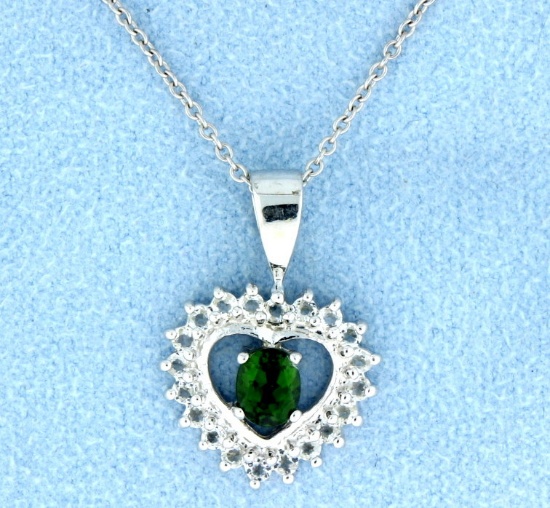 Tourmaline & White Topaz Pendant With Chain