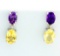 Oval Citrine And Amethyst Dangle Earrings