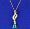 Lab Emerald And Diamond Pendant With Chain