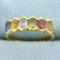 18k Yellow Gold Rainbow Colored Semi-precious Gemstone Ring