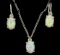 Pink Lab Opal Earring And Pendant Set With Diamonds In Sterling Silver
