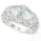 Filigree 2 Stone Aquamarine Ring With Diamond In Sterling Silver