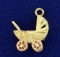 Baby Carriage Or Stroller Charm In 14k Yellow And Rose Gold