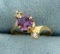 Purple Topaz And White Sapphire Pinky Or Child's Ring