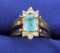 Reversible Diamond And Blue Topaz Ring In 14k Gold
