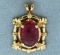 6ct Pink Rubellite Pendant In 14k Gold