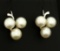 3 Pearl Clover Style Earrings For Non Pierced Ears In 14k White Gold