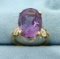 13ct Huge Amethyst And Diamond Statement Ring In 14k Gold