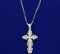 Highly Embellished Cross Pendant And Box Link Chain In 14k White Gold