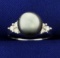 Tahitian Pearl And Diamond Ring In 14k White Gold