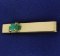 Natural Emerald Tie Clip In 18k Gold