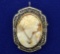 Antique Diamond Cameo Pendant Or Pin In 14k White Gold
