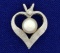 Akoya Pearl And Diamond Heart Pendant In 14k White Gold