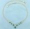 Tsavorite Green Garnet And Diamond Necklace In 14k Gold