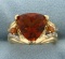 Citrine And Diamond Statement Ring In 14k Yellow Gold