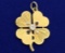 Diamond And Sapphire 4-leaf Clover Pendant In 14k Yellow Gold