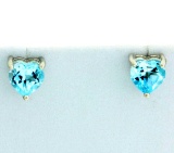 Heart Shaped Sky Blue Topaz Stud Earrings