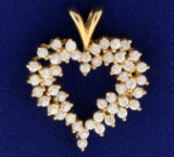 14k Gold Large Heart Pendant