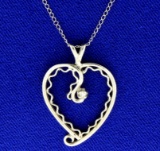 14k Diamond Heart Pendant And Chain