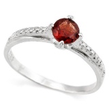 Garnet Cathedral Pave-inspired Ring With Diamond In Sterling Silver