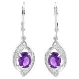 Amethyst And Diamond Dangle Earrings