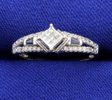 1/2ct Tw Invisible Set Diamond And Sapphire Ring