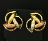 Rose, White And Yellow Gold Designer Earrings