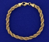 Rope And Box Link Bracelet In Rose, White, And Yellow 14k Gold