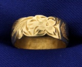 Vintage Flower Heart Band Ring
