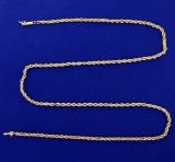 25 1/2 Inch Rope Style Neck Chain In 14k Gold