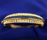 18k Natural Sapphire And Diamond Bangle Bracelet