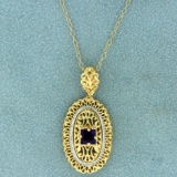 Natural Amethyst Pendant And Chain