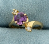 Purple Topaz And White Sapphire Pinky Or Child's Ring