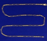 24 Inch Elongated Italian Figaro Neck Chain In 14k Gold