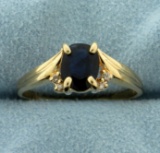 1.5ct Natural Sapphire And Diamond Ring In 14k Gold