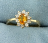 Citrine And White Sapphire Ring