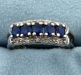 Sapphire And Diamond Ring In 14k White Gold