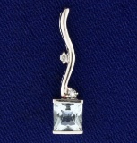 Aquamarine And Diamond Pendant/slide In 14k White Gold